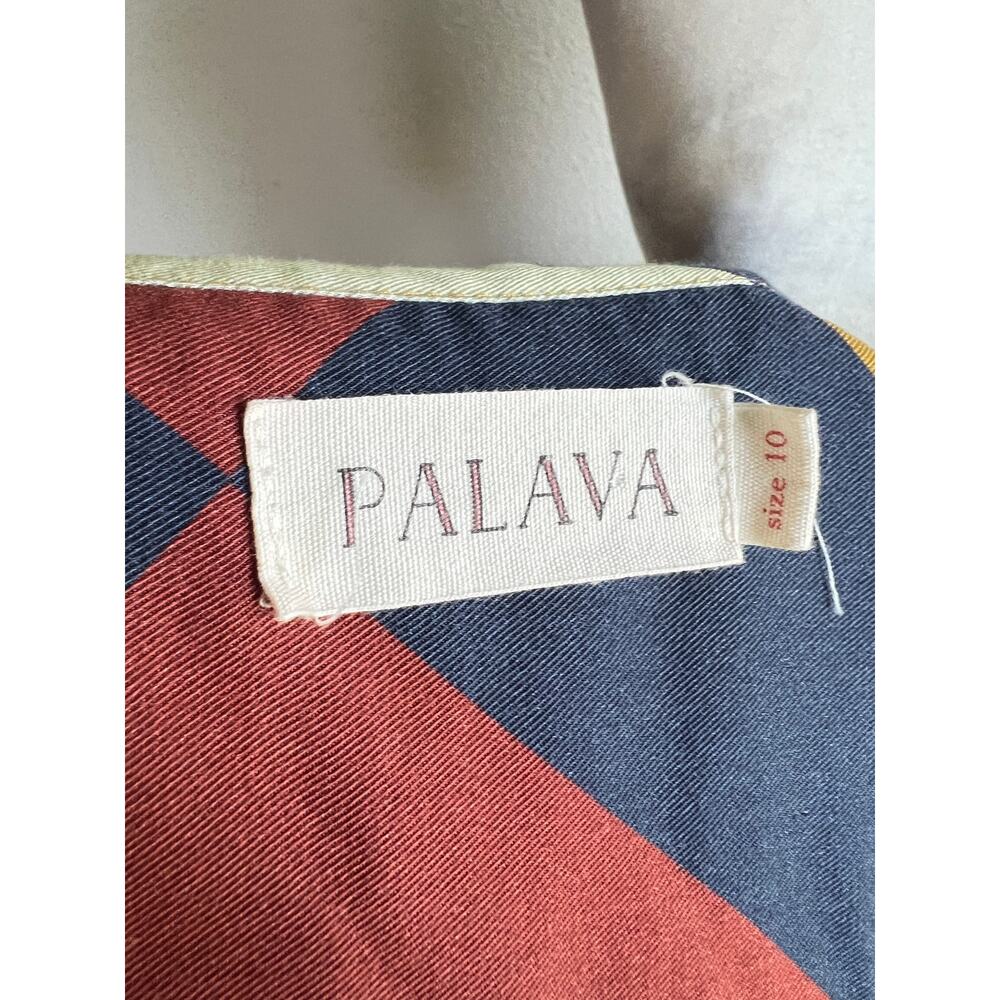 Palava Vintage-Inspired Geometric Print Shirt Dress Women's 10 Flawed - Picture 7 of 11